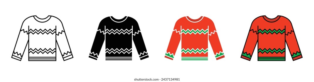 Sweater Vector Illustration Set. Women Warm Texture Winter Sweater sign suitable for apps and websites UI design style.