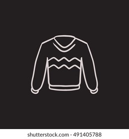 Icono de esbozo del vector Sweater aislado en el fondo. Icono de Sweater dibujado a mano. Icono de boceto sudadero para infografía, sitio web o aplicación.