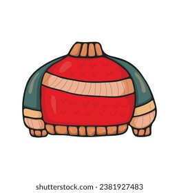 Sweater is warm, soft, bright. Warm clothes isolated on white background. Autumn and winter seasons. Vector illustration