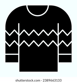 Sweater with waves solid icon. Warm autumn or winter knitted clothes item. Autumn season vector design concept, glyph style pictogram on white background, use for web and app. Eps 10