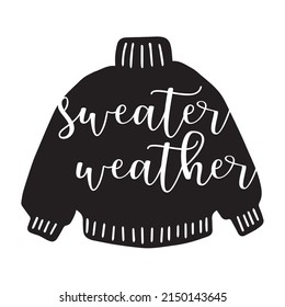 Sweater weather. Black and white linocut isolated