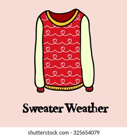 Sweater weather. Cartoon vector illustration
