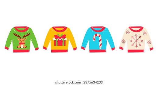 sweaters christmas vector style heat elements set