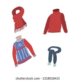 sweaters and scarves vector set