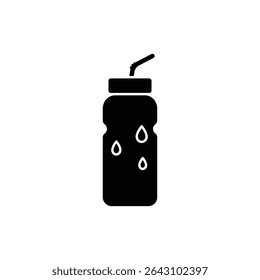 Sweating Bottle with Straw Icon Indicating Cold Refreshing Drink