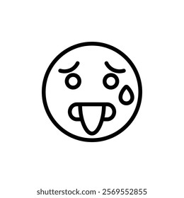 Sweating emoji icon Thin vector set