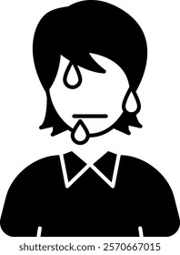 Sweating Icon - Black Filled Style - Social Anxiety Theme