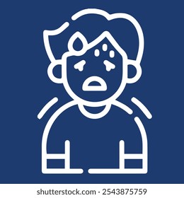 Ícone de sudorese Vetor azul e branco. icon