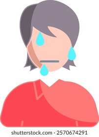 Sweating Icon - Flat Color Style - Social Anxiety Theme