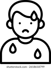 sweating icon illustration design with outline, this is not made from any AI generation