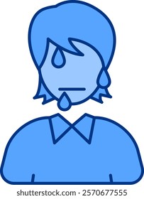 Sweating Icon - Lineal Blue Style - Social Anxiety Theme