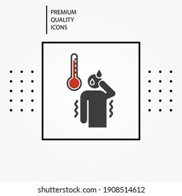 Icono de glifo de sudoración. Símbolo de silueta. Sudor frío. Preocupante y nervioso. Ansiedad y estrés. Pánico. Síntomas fisiológicos de estrés. Espacio negativo. Ilustración aislada del vector