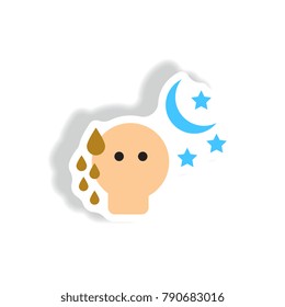 sweating man Vector paper sticker various symptoms of Tuberculosis on the human sweats at night