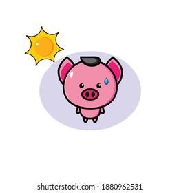 Sweating pig character vector illustration design