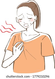 Schwitzende Frau im Sommer.  Vektorgrafik