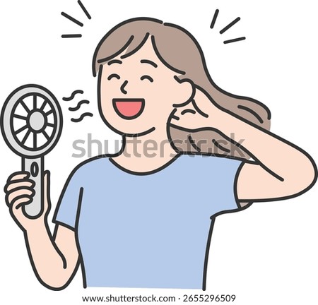 Sweating Woman Using Handheld Fan
