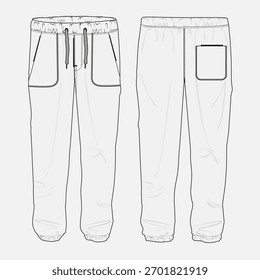 Sweatpant Technical drawing vector illustration template front and back	
