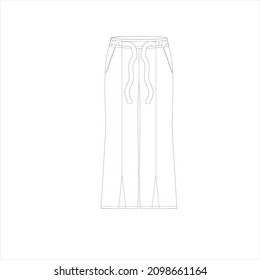 Sweatpants fashion flat sketches. Apparel template