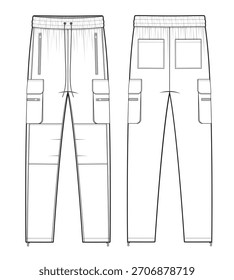 Moletom calça plana esboço vetor modelo ilustração técnica.