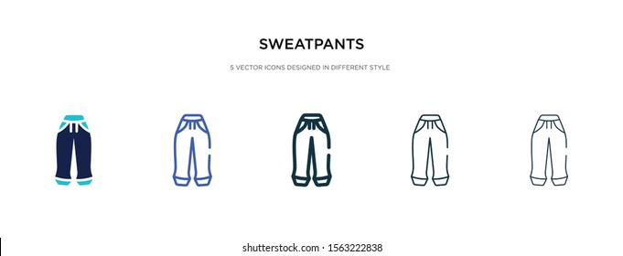 sweatpants icon in different style vector illustration. two colored and black sweatpants vector icons designed in filled, outline, line and stroke style can be used for web, mobile, ui