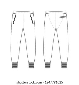Sweatpants man template (front, back views), vector illustration isolated on background