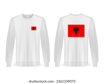 Sweatshirt with Albania flag on a white background. Vector illustration.