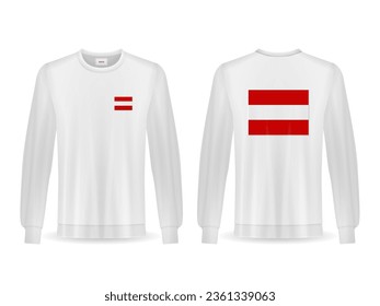 Sweatshirt with Austria flag on a white background. Vector illustration.