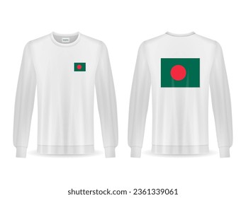 Sweatshirt with Bangladesh flag on a white background. Vector illustration.