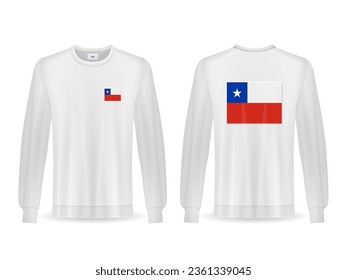 Sweatshirt with Chile flag on a white background. Vector illustration.