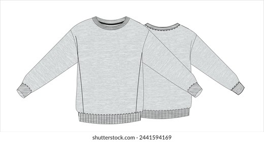 Sweatshirt mit zugeschnittenem Nähpaneel vorne. Fleece-Stoff 280 GSM