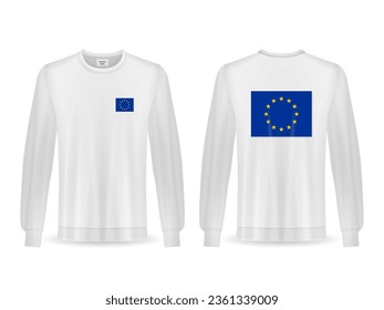 Sweatshirt with EU flag on a white background. Vector illustration.