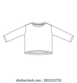 SWEATSHIRT, fashion flat sketch. Long sleeve sweatshirt with a round neckline.
