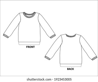 Sweatshirt Flat sketch and outline in vector format 