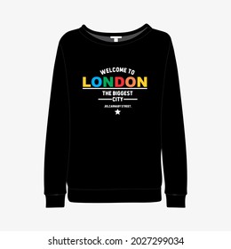 sweatshirt with  Front illustration vector print views.