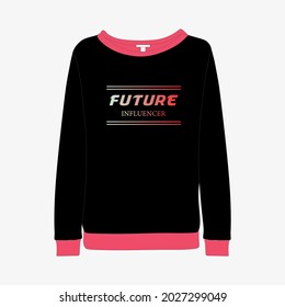 sweatshirt with  Front illustration vector print views.