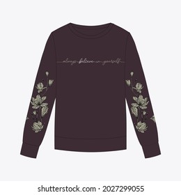 sweatshirt with  Front illustration vector print views.