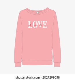 sweatshirt with  Front illustration vector print views.