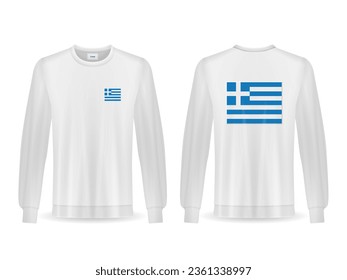 Sweatshirt with Greece flag on a white background. Vector illustration.