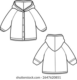 Sweatshirt hood long sleeve for new born. comfortable ultra light fabric. vector flat drawing. 