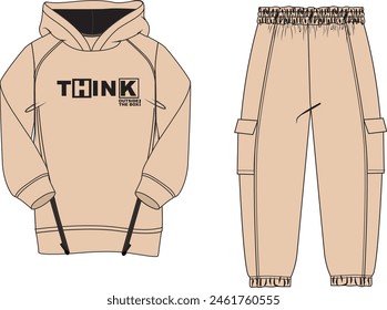 SWEATSHIRT, Hooded sweat jacket with jogger. Hoodie and jogger Mockup template.