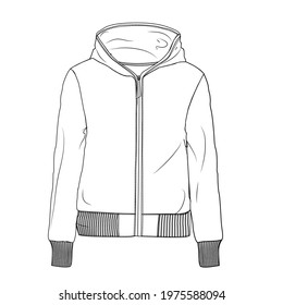SWEATSHIRT, Hooded sweat jacket with zipper. Hoodie Mockup template.