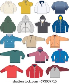 Sweatshirt, hoodie and fleece vector templates collection