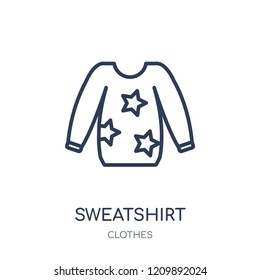 Sweatshirt icon. Sweatshirt linear symbol design from Clothes collection. Simple outline element vector illustration on white background.