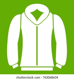 Sweatshirt Icon White Isolated On Green Background. Vector Illustration