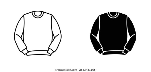 Sweatshirt icons in outline and fill. vector illustration for ui.