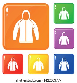 Sweatshirt icons set collection vector 6 color isolated on white background