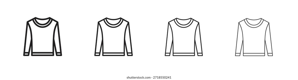 Sweatshirt icons, Set of linear icons. Black linear palm icons