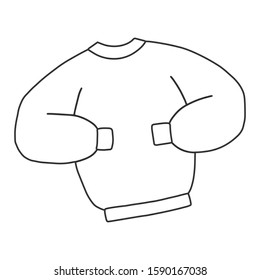 Sweatshirt illustration, minimal  line art vector drawing isolated on white. symbol of fashion, sewing, good as icon or logo.