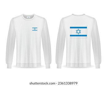 Sweatshirt with Israel flag on a white background. Vector illustration.