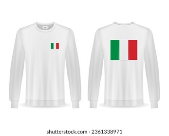 Sweatshirt with Italy flag on a white background. Vector illustration.